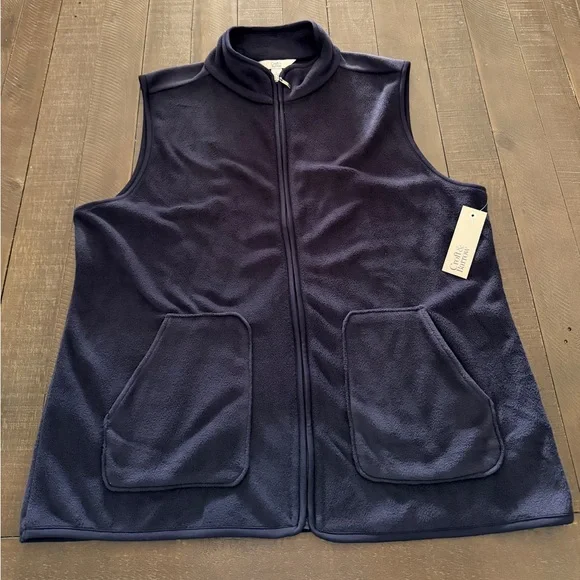 Croft & Barrow Navy Blue Fleece Vest - Large - Picture 2 of 6